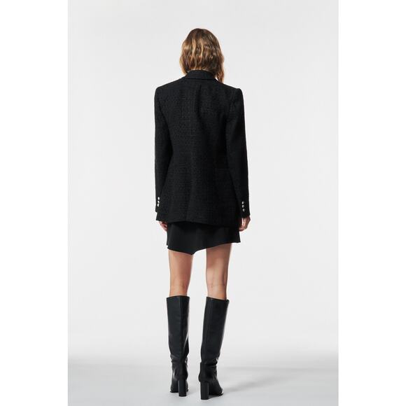 ZARA Double Breasted Textured Blazer Woven Tweed Black Gold Button Women's XS - Picture 4 of 15